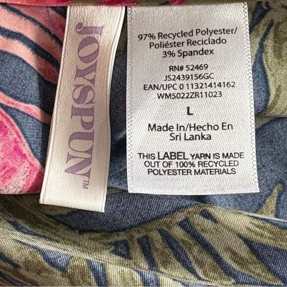 Joyspun Navy Blue Tropical Dress Print PJ Pajama Slip Gown Chemise Women's L - Picture 4 of 8